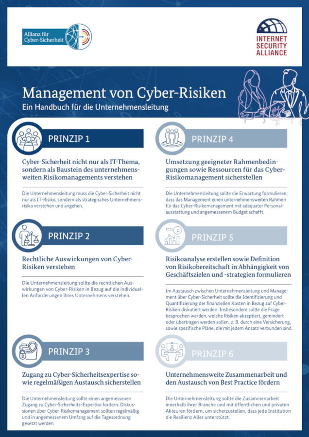 Titelbild des Onepagers „Management von Cyber-Risiken“